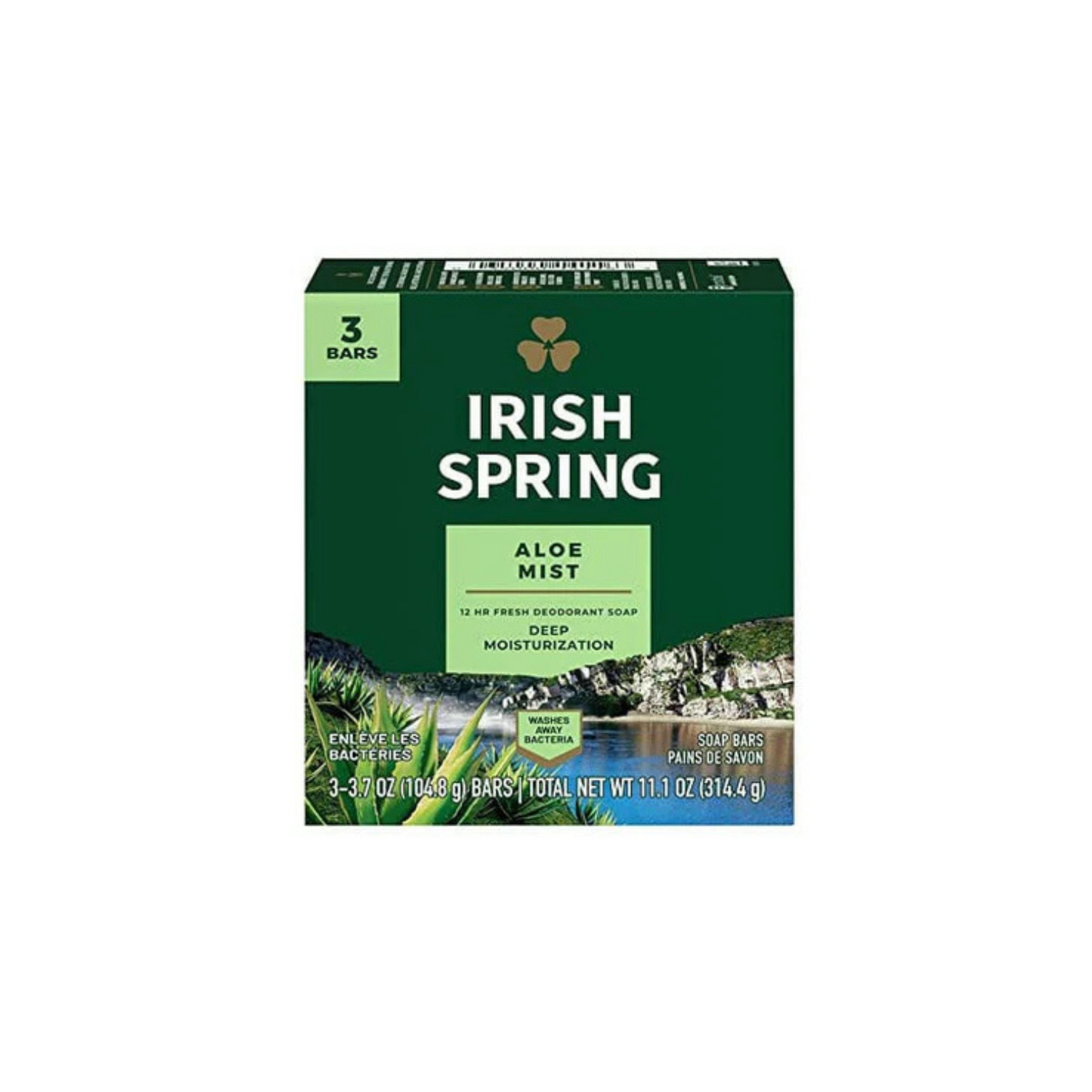 Irish Spring Aloe Deodorant 3 Bath Bar, 3.75 oz