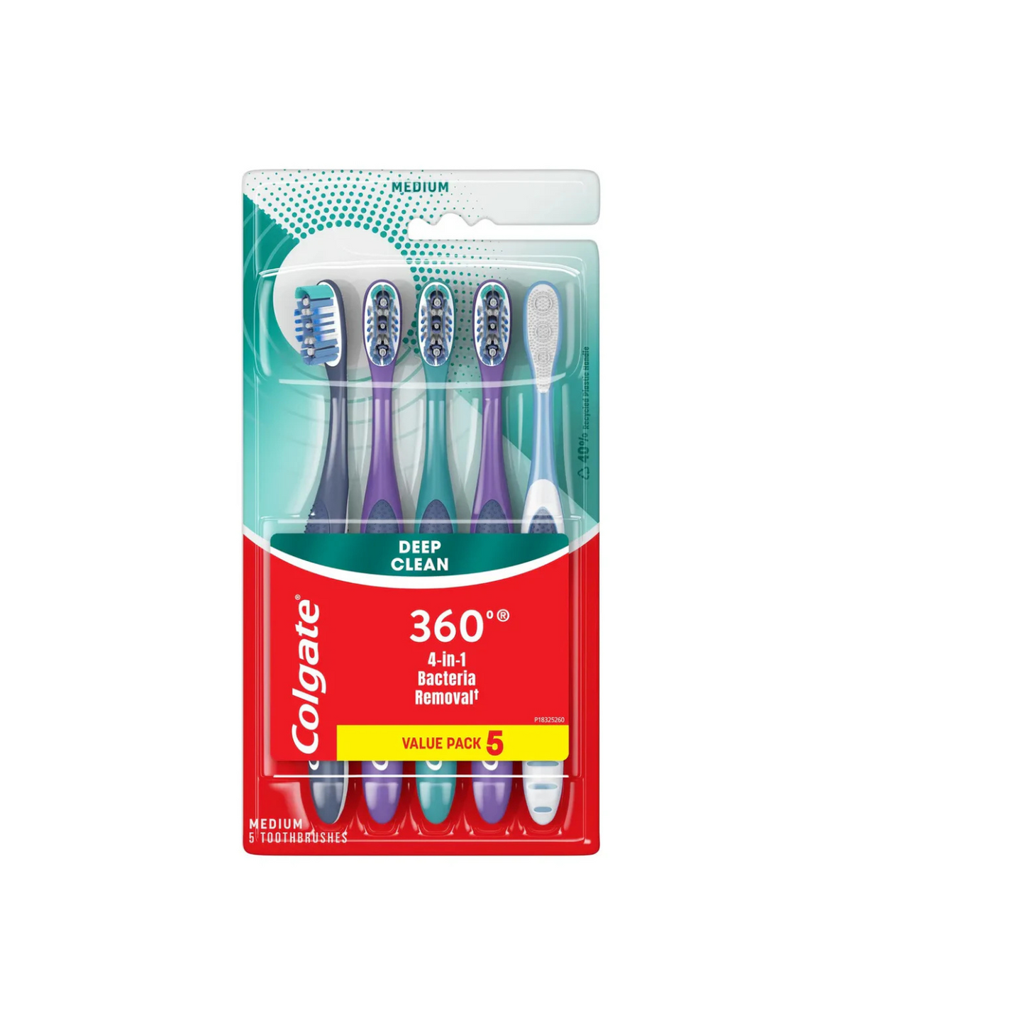 Colgate 360° Deep Clean Medium Toothbrushes Pack of 5